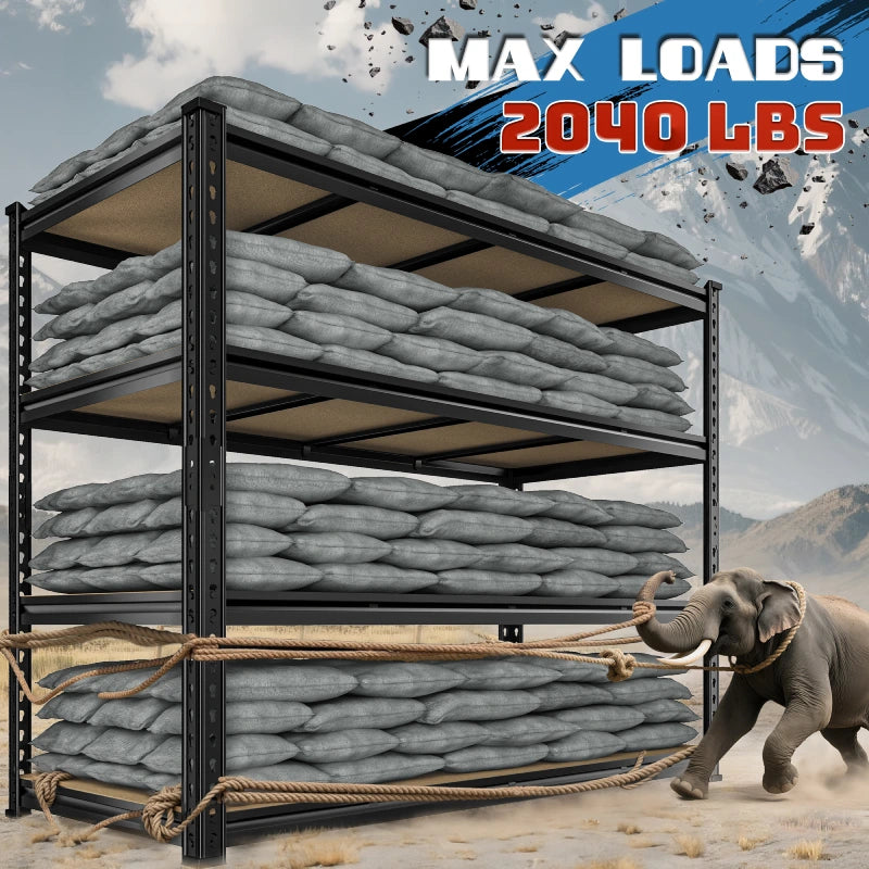 Reibii 55"W Boltless Shelving Units, 6-Tier Heavy Duty Freestanding Garage Shelves Load 3060lbs, Steel Storage Racks for Pantry Basement Commercial