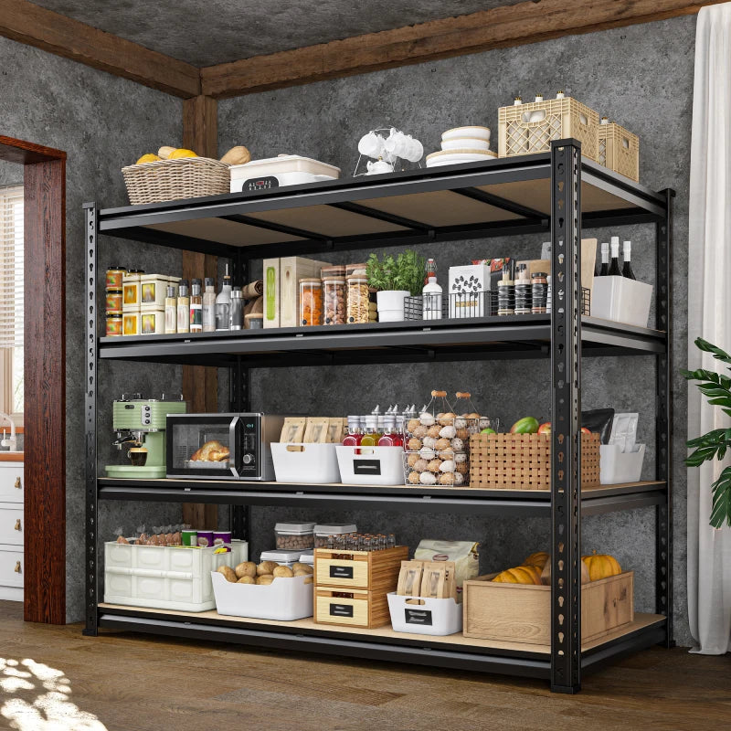 Reibii 55"W Boltless Shelving Units, 6-Tier Heavy Duty Freestanding Garage Shelves Load 3060lbs, Steel Storage Racks for Pantry Basement Commercial