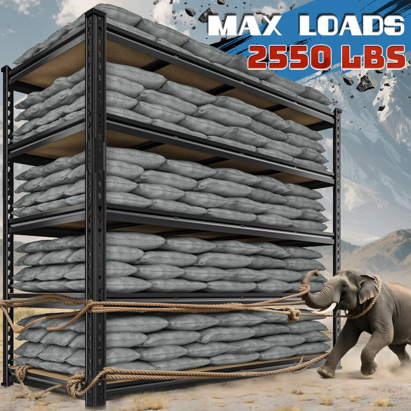 Reibii 55"W Boltless Shelving Units, 6-Tier Heavy Duty Freestanding Garage Shelves Load 3060lbs, Steel Storage Racks for Pantry Basement Commercial