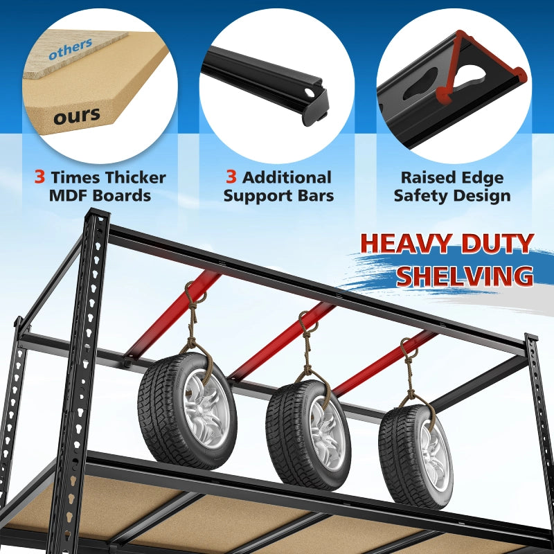 Reibii 55"W Boltless Shelving Units, 6-Tier Heavy Duty Freestanding Garage Shelves Load 3060lbs, Steel Storage Racks for Pantry Basement Commercial