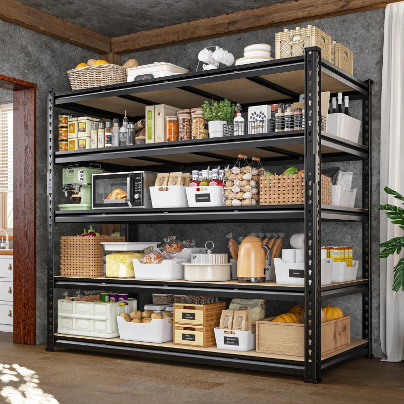 Reibii 55"W Boltless Shelving Units, 6-Tier Heavy Duty Freestanding Garage Shelves Load 3060lbs, Steel Storage Racks for Pantry Basement Commercial