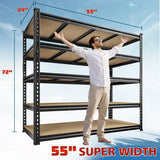 Reibii 55"W Boltless Shelving Units, 6-Tier Heavy Duty Freestanding Garage Shelves Load 3060lbs, Steel Storage Racks for Pantry Basement Commercial