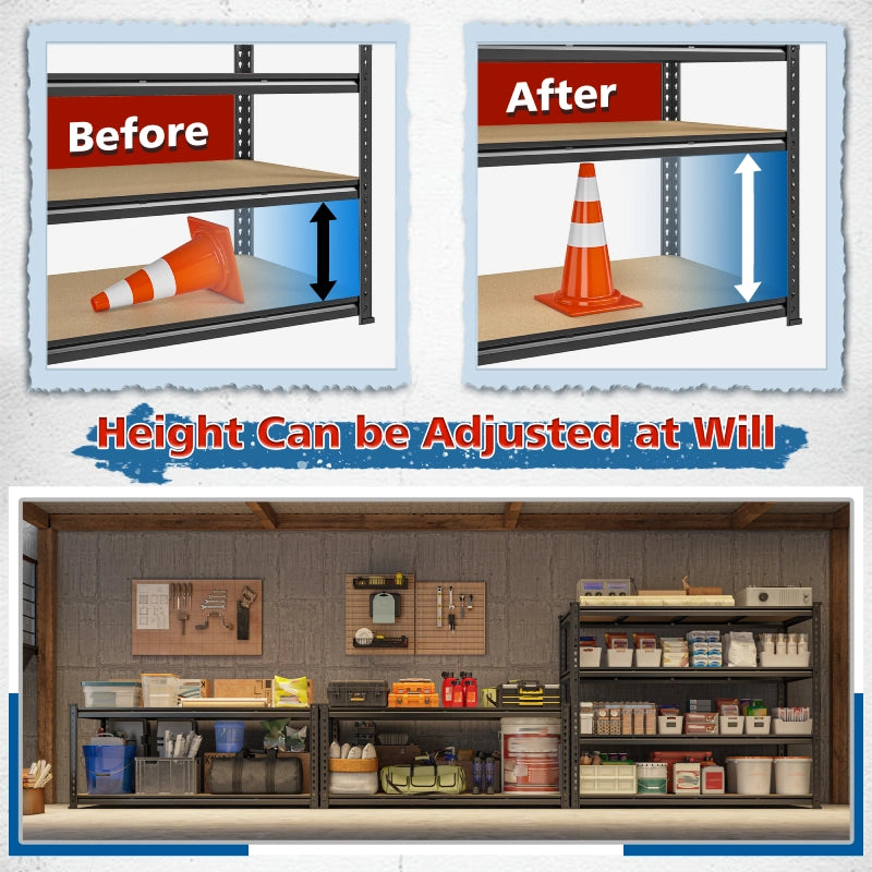 Reibii 55"W Boltless Shelving Units, 6-Tier Heavy Duty Freestanding Garage Shelves Load 3060lbs, Steel Storage Racks for Pantry Basement Commercial