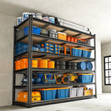 Reibii 55"W Boltless Shelving Units, 6-Tier Heavy Duty Freestanding Garage Shelves Load 3060lbs, Steel Storage Racks for Pantry Basement Commercial