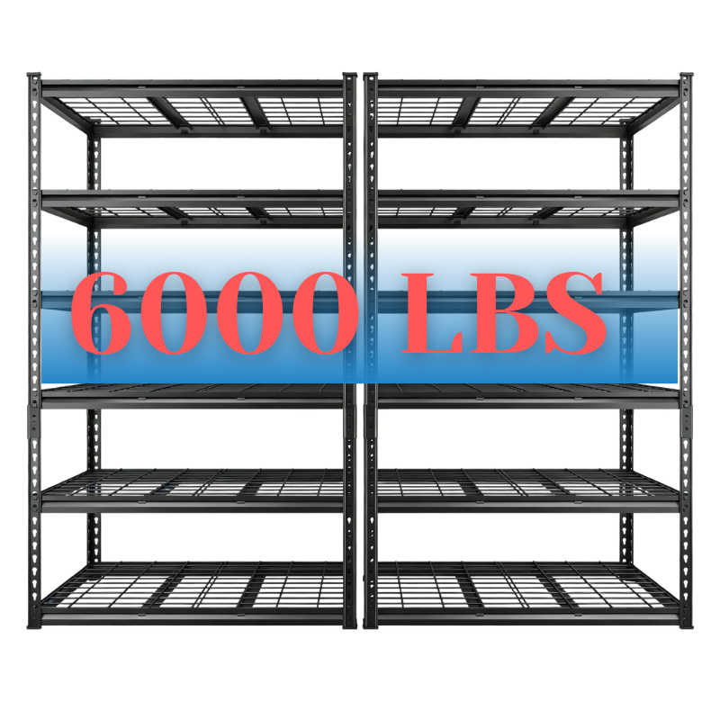 REIBII 55"W × 72"H 3000LBS shelf rack 5 Tiers garage metal shelves  Adjustable Industrial Shelving for Garage, Warehouse, Pantry
