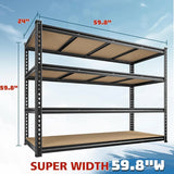 Reibii 59.8”W Garage Storage Shelves, 6-Tier Heavy Duty Metal Shelving Racks Load 3000lbs, Pantry Shelves for Kitchen Commercial