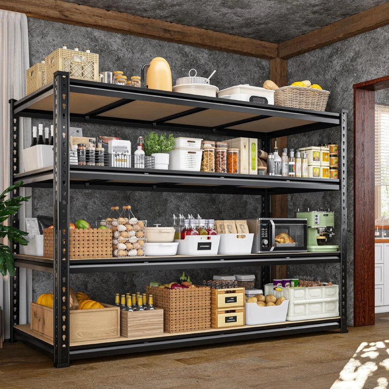 Reibii 59.8”W Garage Storage Shelves, 6-Tier Heavy Duty Metal Shelving Racks Load 3000lbs, Pantry Shelves for Kitchen Commercial