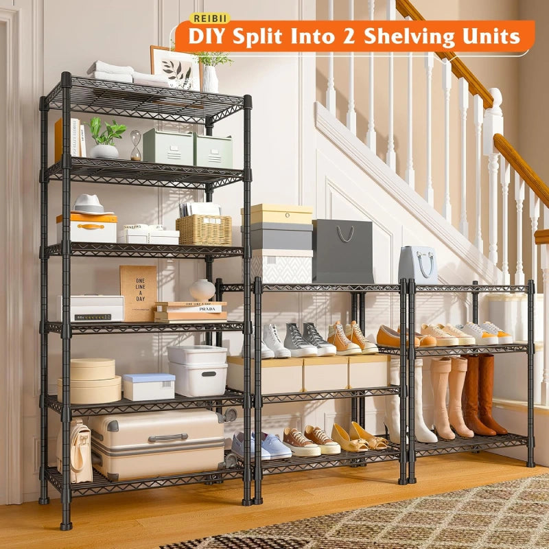 REIBII 6-Tier Wire Shelving Units, 1000lbs Metal Wire Rack, Adjustable ...