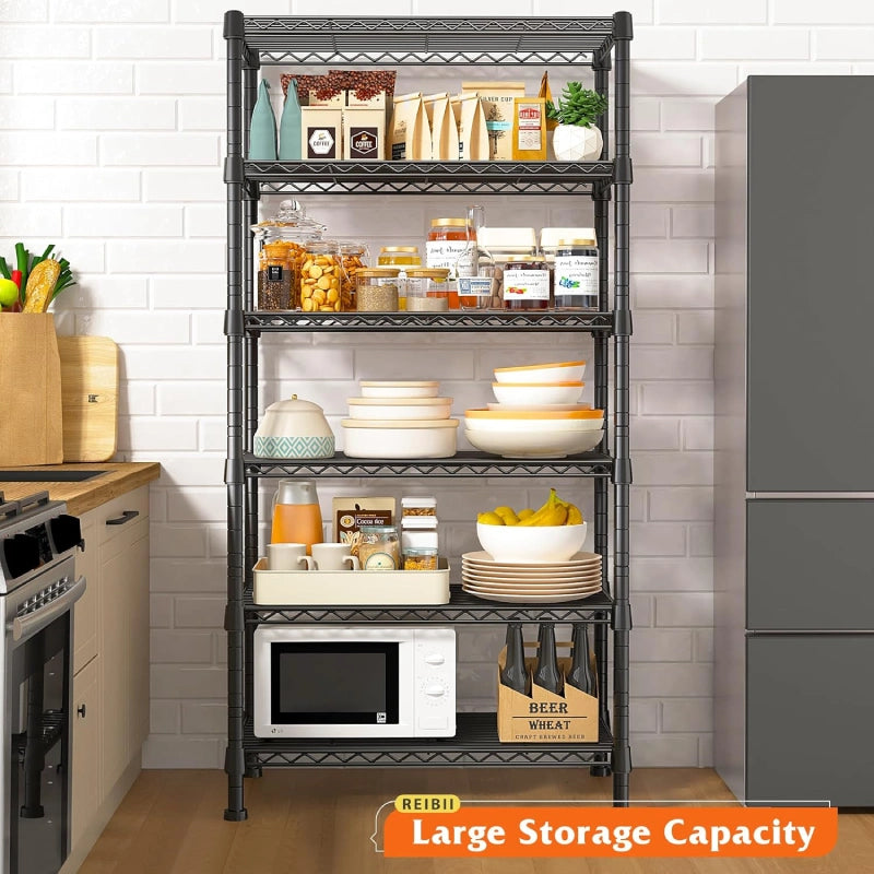 REIBII 6-Tier Wire Shelving Units, 1000lbs Metal Wire Rack, Adjustable ...
