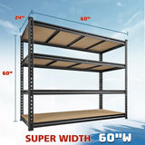 Reibii 60”W Garage Storage Shelves, 6-Tier Heavy Duty Metal Shelving Racks Load 3000lbs, Pantry Shelves for Kitchen Commercial
