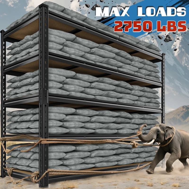 Reibii 59.8”W Garage Storage Shelves, 6-Tier Heavy Duty Metal Shelving Racks Load 3000lbs, Pantry Shelves for Kitchen Commercial