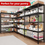 REIBII 72"H Wire Shelving, 1600Lbs Metal L Shaped Shelves Adjustable, 70"W Storage Racks for Pantry Kitchen