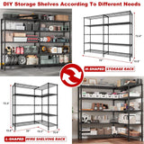 REIBII 72"H Wire Shelving, 1600Lbs Metal L Shaped Shelves Adjustable, 70"W Storage Racks for Pantry Kitchen