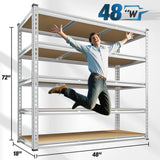 Reibii 48”W galvanized Shelving Units, 3020lbs Heavy Duty Garage Storage Shelves for Pantry Kitchen Commercial