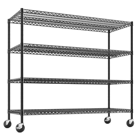 Reibii 56" W × 75.6" H Wire Rack Shelving Units on Wheels, 2550 lbs Adjustable Wire Storage Shelves for Pantry Closet Commercial