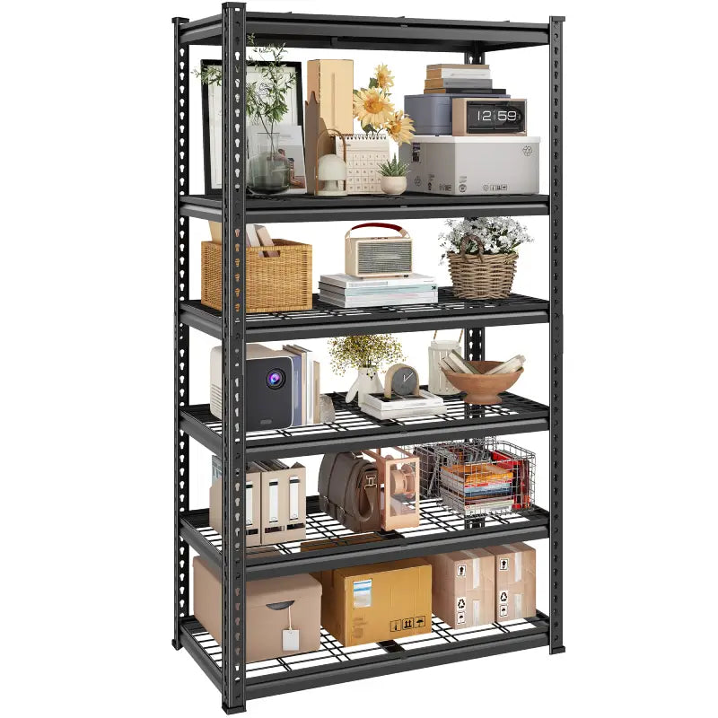 Reibii Heavy Duty Storage Shelves, Adjustable Steel Garage Shelves,Metal Shelving Rack for Garage, Warehouse, Basement, Workshop