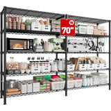 REIBII 72"H Wire Shelving, 1600Lbs Metal L Shaped Shelves Adjustable, 70"W Storage Racks for Pantry Kitchen
