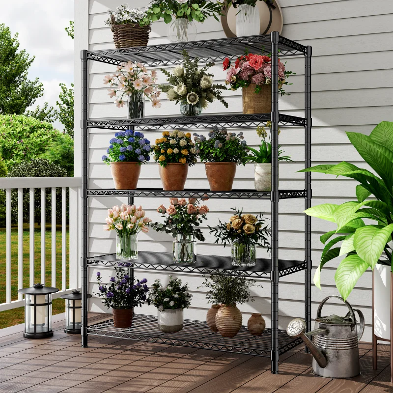 REIBII 35.4"W Wire Shelving Units, 5 Tier Adjustable Storage Rack, Metal Commercial Shelves for Pantry Kitchen Dorm