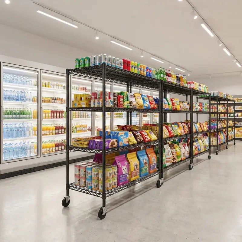 Reibii Rolling heavy duty shelves, Adjustable Metal Shelves Load 2878 lbs,60" W x 24" D Wire Storage Shelves,
