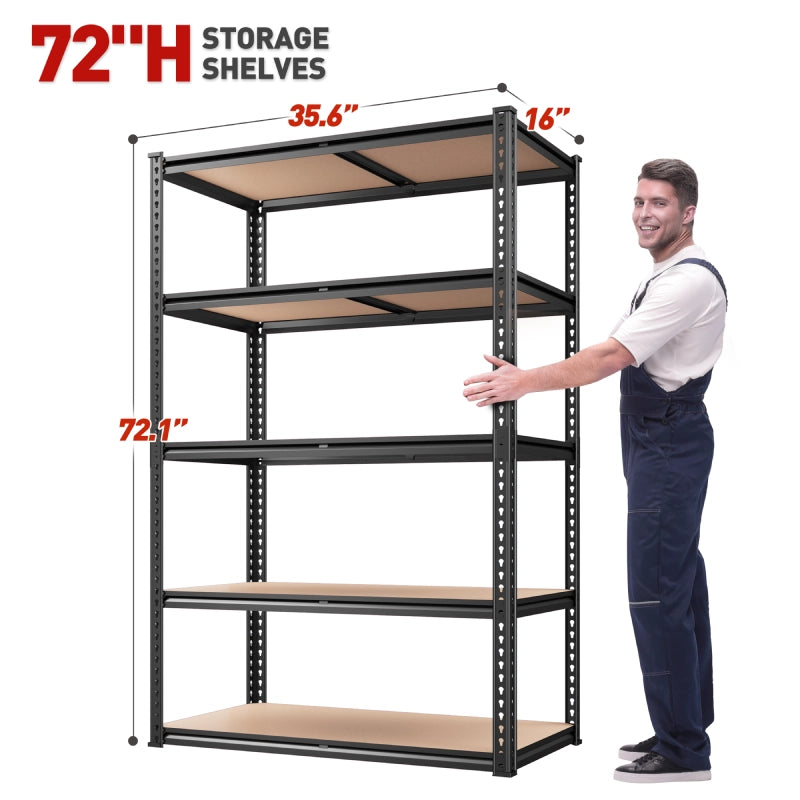 Reibii 5-Tier Boltless Shelving Units, 2020 lbs Adjustable Steel Garag