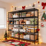 REIBII 62"W Wire Shelving Units Load 1550LBS, 5-Tier Metal L Shaped Shelves, Adjustable Shelving Rack for Pantry Kitchen Closet