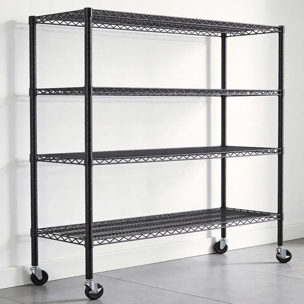Reibii 56" W × 75.6" H Wire Rack Shelving Units on Wheels, 2550 lbs Adjustable Wire Storage Shelves for Pantry Closet Commercial