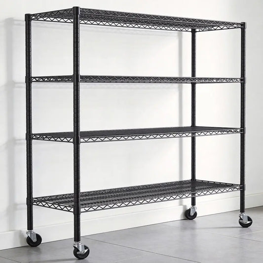 Reibii 56" W × 75.6" H Wire Rack Shelving Units on Wheels, 2550 lbs Adjustable Wire Storage Shelves for Pantry Closet Commercial 1000
