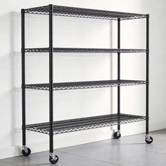 Reibii 56" W × 75.6" H Wire Rack Shelving Units on Wheels, 2550 lbs Adjustable Wire Storage Shelves for Pantry Closet Commercial