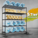 REIBII 45.5" W Wire Shelving, 5-Tier Adjusatble Storage Shelves, Metal Storage Rack for Pantry Kitchen Commercial
