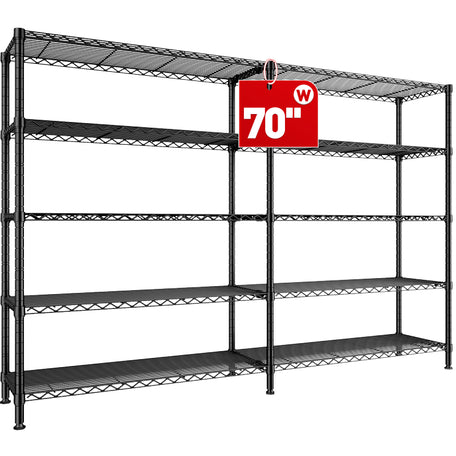 REIBII 70"W L-Shaped Wire Shelving, 1600lbs Adjustable Metal Shelves, Storage Racks Units for Pantry, Kitchen