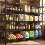 Reibii 55.5"W Metal Wire Shelving, 3200 lbs Heavy Duty Storage Racks, Steel Shelves for Garage Kitchen Basement