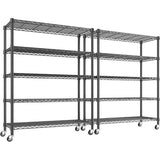 Reibii 35.5"W Metal Wire Shelving with Wheels, Adjustable Outdoor Shelves with Casters for Kitchen, Pantry & Dorm