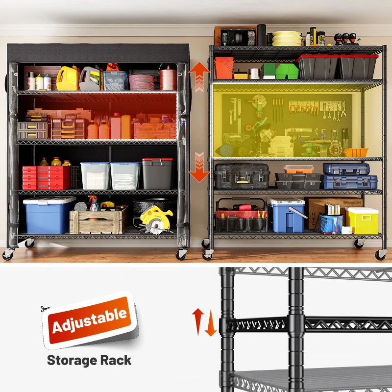 Reibiiadjustablewireshelvingonwheels