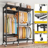 Raybee Heavy Duty Wire Garment Rack,Garment Rack For Hanging,Adjustable Portable Clothes Rack,For Bedroom