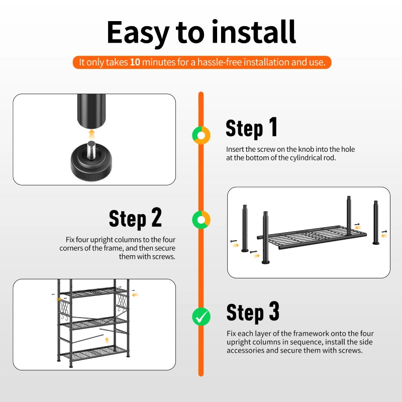 REIBII 36"W Storage Shelves with 4 Hooks,Metal Shelving with Leveling Feet,for Pantry, Kitchen, Laundry Room