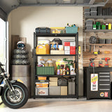 Heavy Duty Storage Shelves with Hooks, 36" Metal Garage Shelving Unit 800lb Capacity