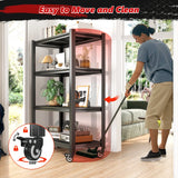 REIBII 59.8"H 4-Tier Rolling Metal Shelving Rack 530LBS Adjustable Shelving Units for Pantry, Kitchen, Basement
