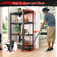 REIBII 59.8"H 4-Tier Rolling Storage Shelves, 530lbs Adjustable Pantry Shelves, Kitchen, Basement