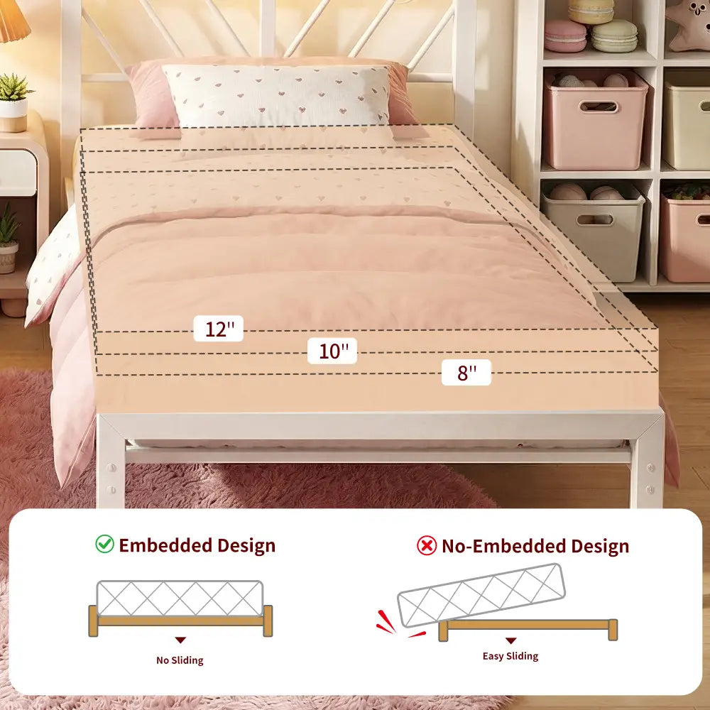 REIBII Metal Platform Bed Frame with LED Headboard, 882 LBS Heavy-Duty Support, 12" Under-Bed Storage, Noise-Reducing Design, No Box Spring Needed