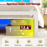 REIBII Metal Platform Bed Frame with LED Headboard, 882 LBS Heavy-Duty Support, 12" Under-Bed Storage, Noise-Reducing Design, No Box Spring Needed