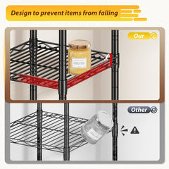 Reibii 12" Slim 5-Tier Adjustable Wire Shelving Unit, Space-Saving Rustproof Metal Storage Rack for Closet, Bathroom, Kitchen, Pantry & Small Apartments
