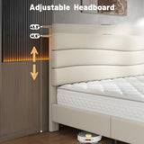 ENhomee 880LBS Bed Frame, Adjustable Upholstered Headboard with Charging Station, Noise-Free & Easy Assembly
