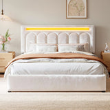 Reibii Velvet Upholstered Bed Frame with LED Lights, 4 Storage Drawers & Adjustable Headboard, 1000 lbs Heavy-Duty Support, Easy Assembly