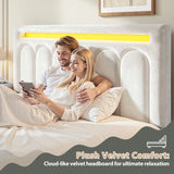Reibii Velvet Upholstered Bed Frame with LED Lights, 4 Storage Drawers & Adjustable Headboard, 1000 lbs Heavy-Duty Support, Easy Assembly