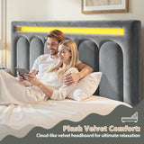 Reibii Velvet Upholstered Bed Frame with LED Lights, 4 Storage Drawers & Adjustable Headboard, 1000 lbs Heavy-Duty Support, Easy Assembly