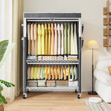 Raybee 81" H Rolling Garment Rack on Cover,445lbs Portable Closet & Adjustable Clothing Rack with Wheels For Bedroom