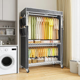 Raybee 81" H Rolling Garment Rack on Cover,445lbs Portable Closet & Adjustable Clothing Rack with Wheels For Bedroom