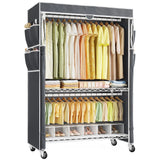 Raybee 81" H Rolling Garment Rack on Cover,445lbs Portable Closet & Adjustable Clothing Rack with Wheels For Bedroom