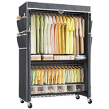 Raybee 81" H Rolling Garment Rack on Cover,445lbs Portable Closet & Adjustable Clothing Rack with Wheels For Bedroom