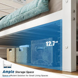 REIBII 54" Tall Headboard Metal Platform Bed Frame with LED Lights, 883 LBS Reinforced Steel Support, 12.7" Under-Bed Storage, Noise-Reducing Slats, No Box Spring Needed